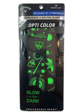 Callaway Opti Color Glow-In-The-Dark Golf Glove Sz M Left Medium Black Green NWT
